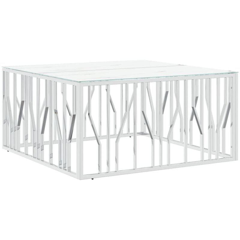 Vidaxl - Table basse argenté 100x100x50 cm acier inoxydable et verre