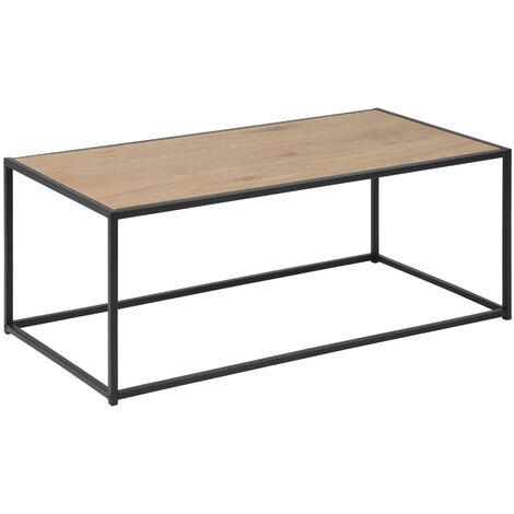Table basse 100x50x40 cm décor chêne et métal noir - FYNCA