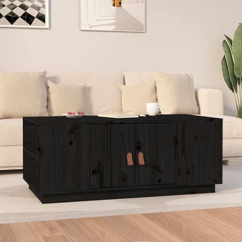 Vidaxl - Table basse Noir 100x50x41 cm Bois massif de pin