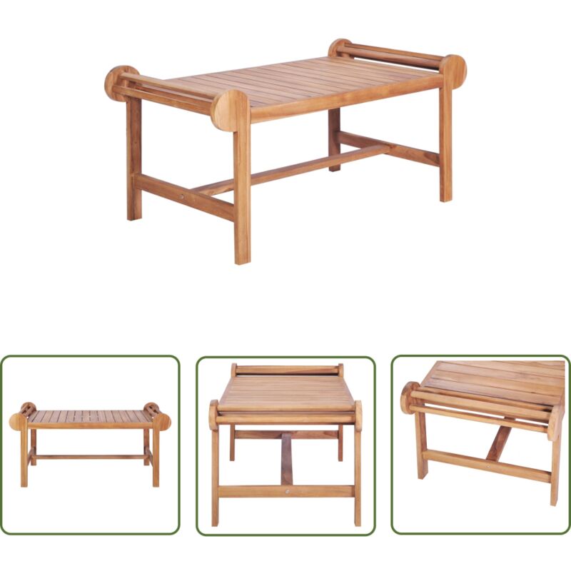 The Living Store Table basse 100x50x45 cm Teck solide - Table Basse Teck - Mobilier De Jardin - Table Extérieure - Table D'appoint - Décoration Jardin