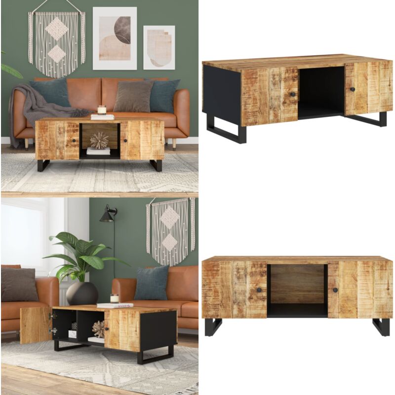 Vidaxl - Table basse 100x54x40cm bois de manguier solide et d'ingénierie - Table Basse - Table D'appoint - Meubles De Salon - Bois Massif - Rangement