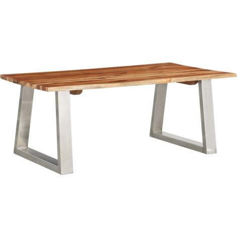 Table basse 100x60x40 cm Bois d'acacia et acier inoxydable vidaXL - Brun