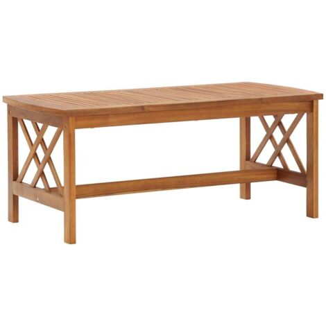 Vidaxl – Table basse fixe 102x50x43 cm en bois d'acacia massif – Finition à l'huile – Design à lattes pour espace de vie élégant