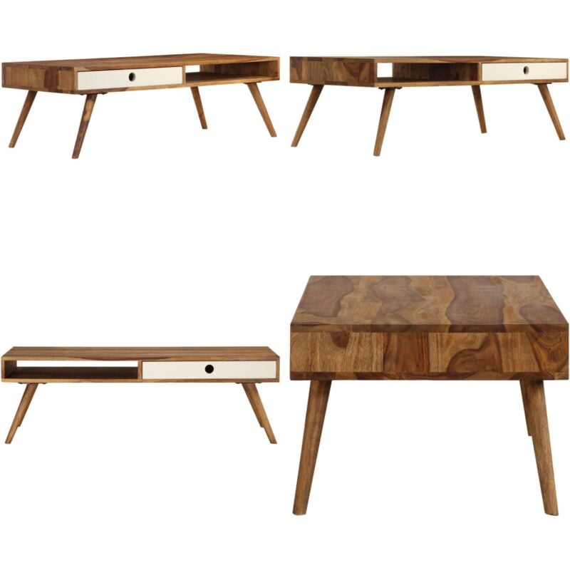 Vidaxl - Table basse 110x50x35 cm Bois massif - Table Basse - Meubles Salon - Table Bois Massif - Table Avec Rangement - Décoration Intérieur - Home