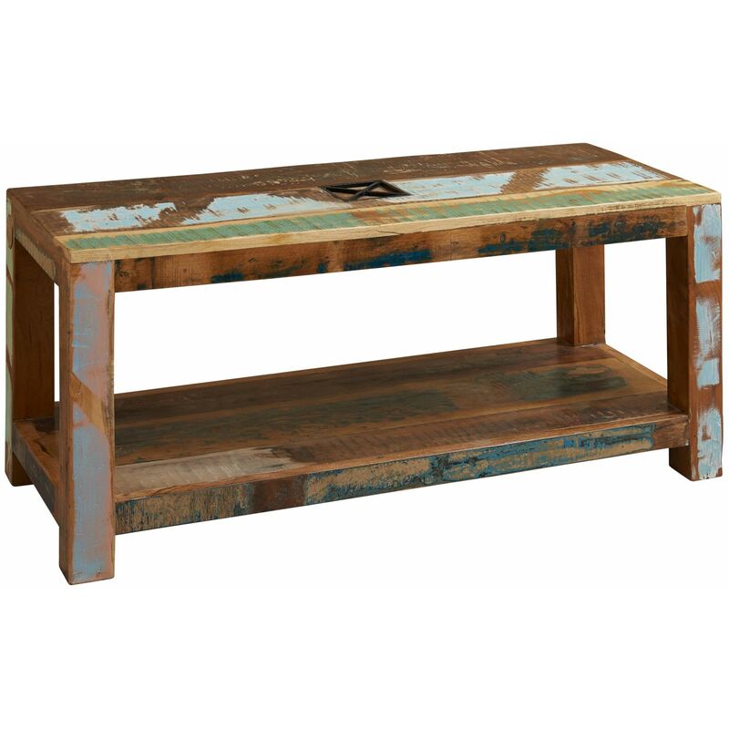 Massivmoebel24.de - Table basse 110x45 Bois de récupération laqué Multicolore NATURE OF SPIRIT #107 - multicolore