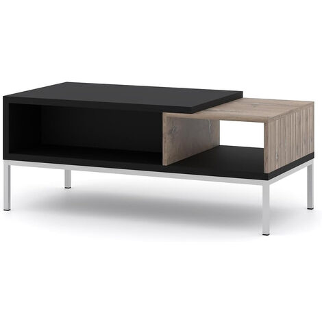 Table basse 110x55 cm sur pieds couleur chêne flagstaff/noir mat TODINO