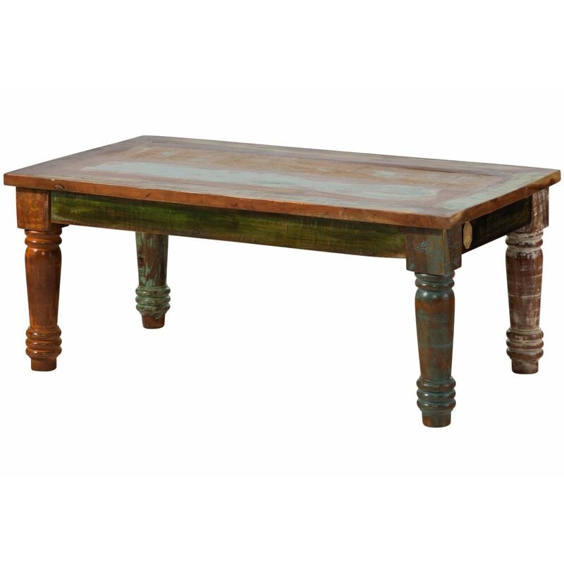 Massivmoebel24 - Table basse 110x60 Bois de récupération laqué Multicolore fable 06