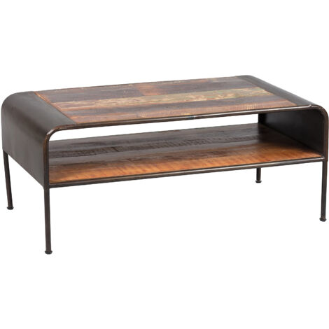 Table basse 110x60x45 cm en bois recyclé et métal - HUNTER
