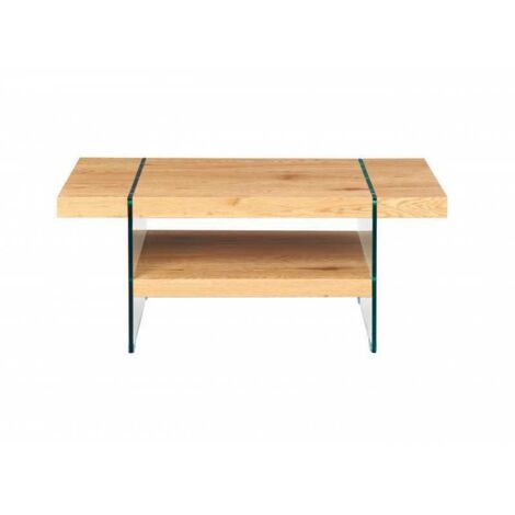 Table basse 110x60x45,5 cm avec décor chêne et verre