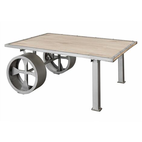 Table basse 110x80 Manguier laqué blanchi RAILWAY 333