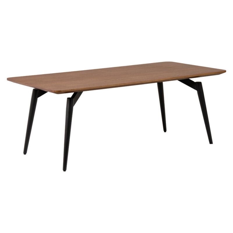 Meubletmoi - Table basse 120 cm plaquée bois de noyer et pieds métal noir - carson