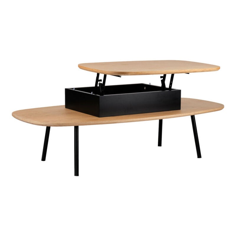 Table basse 120 cm plateau relevable en bois pieds métal - joyce 7303