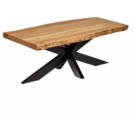 Table basse 120 x 60 cm en bois massif d'acacia et métal noir - OTTAWA