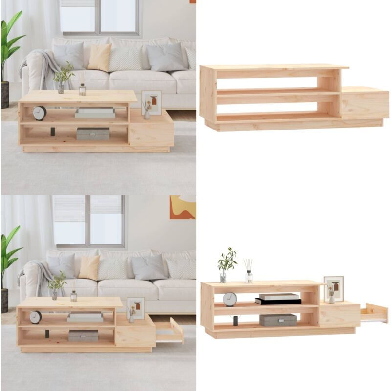 Table basse 120x50x40,5 cm Bois massif de pin - Table Basse - Meuble Salon - Table D'appoint - Table Design - Bois Massif - Home & Living