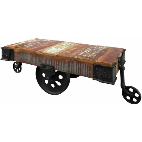 Table basse 120x60 Bois de récupération laqué Multicolore INDUSTRIAL 18