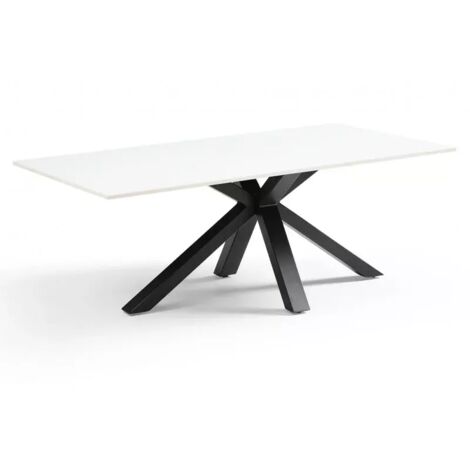 Table basse 120x60 cm céramique blanc pied croix - OREGON 04