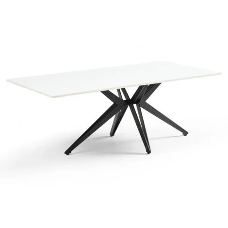Table basse 120x60 cm céramique blanc pied étoile - OREGON 06