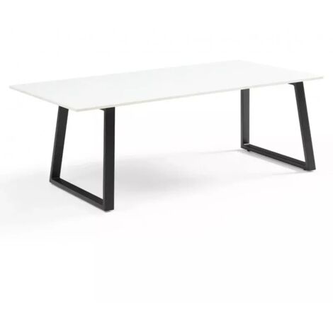 Table basse 120x60 cm céramique blanc pieds luge - OREGON 02
