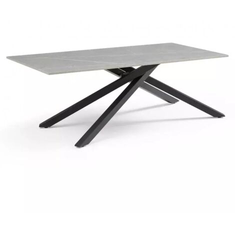 Table basse 120x60 cm céramique gris marbré pied torsadé - ARIZONA 05