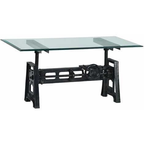 Table basse en verre trempé et bois 120x60cm - CAHIR