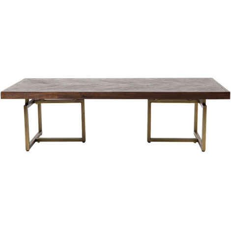 Table basse 120x60x35 cm décor acacia et laiton - CLASS