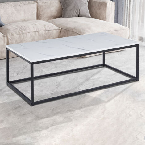 Table basse 120x60x40 cm décor marbre blanc - DALLIZ