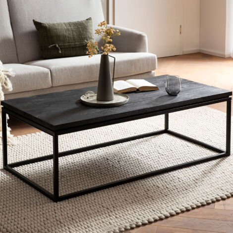 Table basse 120x60x40 cm en manguier massif et fer noir