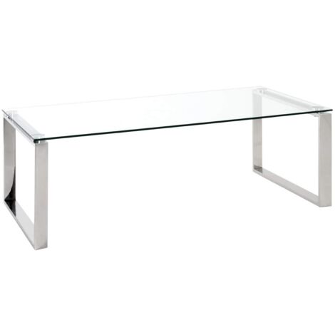 Table basse 120x60x40 cm en verre et inox - GENTONG