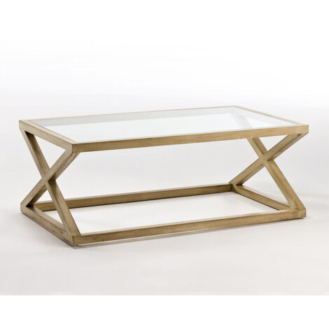 Table basse 120x70x45 verre/bois voilé blanc