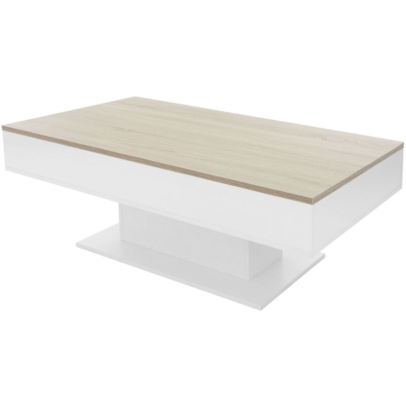 ML-Design Table Basse avec 2 Compartiments de Rangement, 110 x 60 x 40 cm, Plateau Relevable, Chêne Sonoma/Blanc, Panneau de Particules Revêtu de ML-Design Table Basse avec 2 Compartiments de Rangement, 110 x 60 x 40 cm, Plateau Relevable, Chêne Sonoma/Blanc, Panneau de Particules Revêtu de