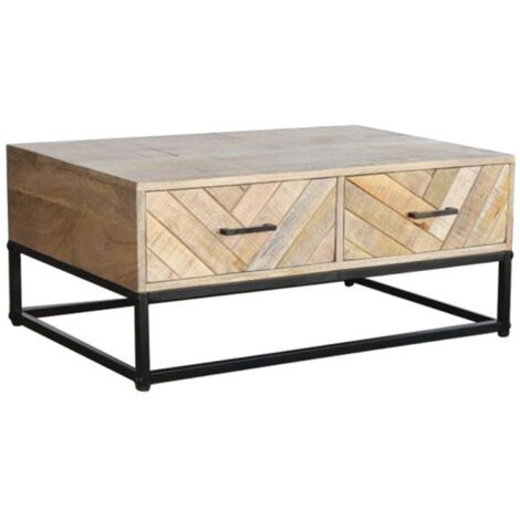 Table basse 2 tiroirs 90x60x38 cm en manguier - KAVAJA