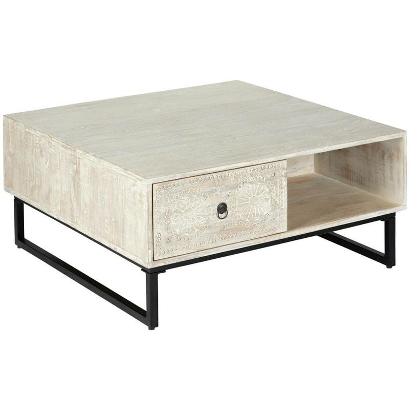 Table basse Ajay manguier 90x90cm - Atmosphera créateur d'intérieur