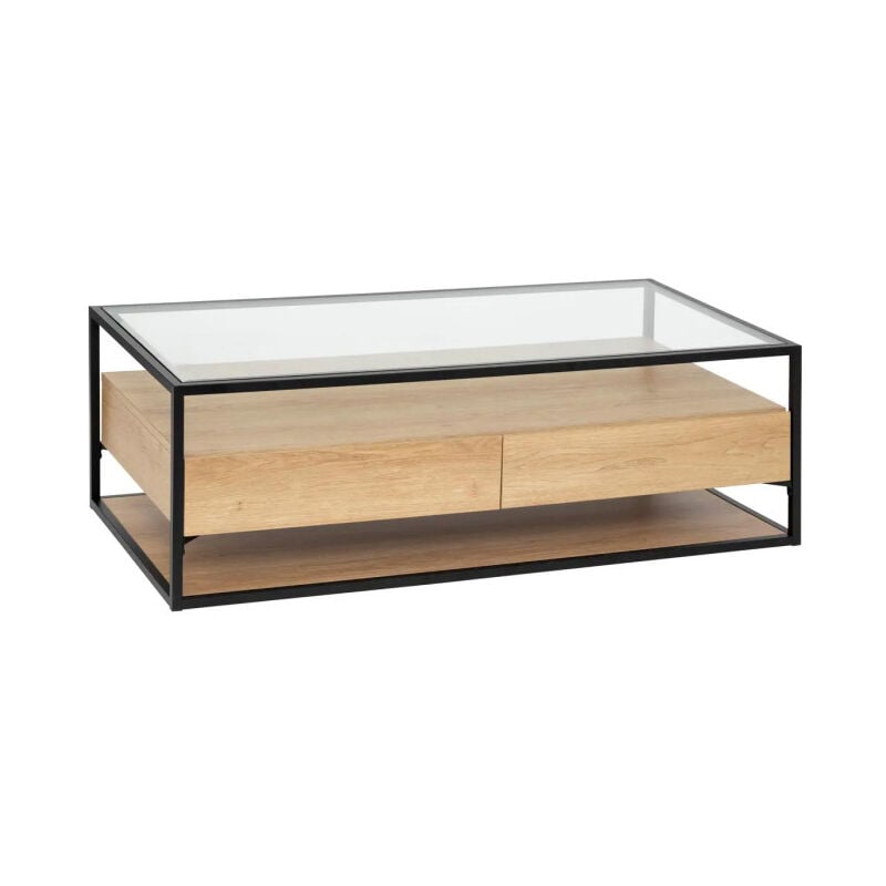 Table Basse 2 Tiroirs 'Aldéa' 120cm Naturel