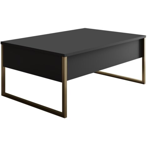 Table basse 2 tiroirs mélaminé gris et blanc Sed 110cm-Anthracite/Doré