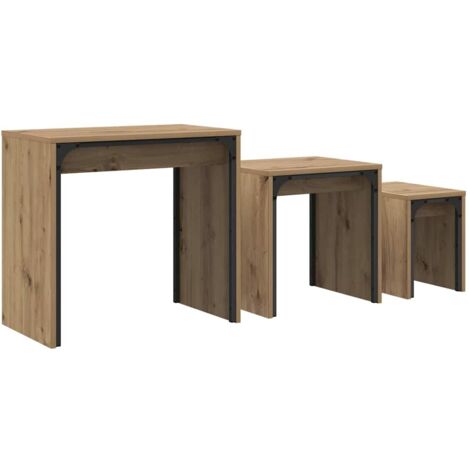 Table basse 3 pcs  Table de salon  Table de café Chêne artisanal Bois d'ingénierie