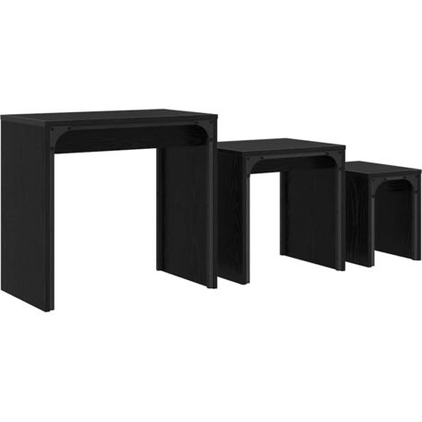 Table basse 3 pcs  Table de salon  Table de café Chêne noir Bois d'ingénierie
