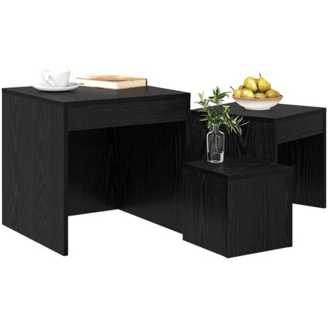 Table basse 3 pcs  Table de salon  Table de café Chêne noir Bois d'ingénierie