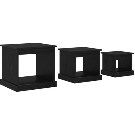 Table basse 3 pcs  Table de salon  Table de café Chêne noir Bois d'ingénierie