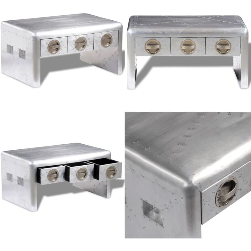 Vidaxl - Table basse 3 tiroirs vintage Style d'aviation - Table Basse - Meuble Salle Séjour - Mobilier Tendance - Table D'appoint - Table