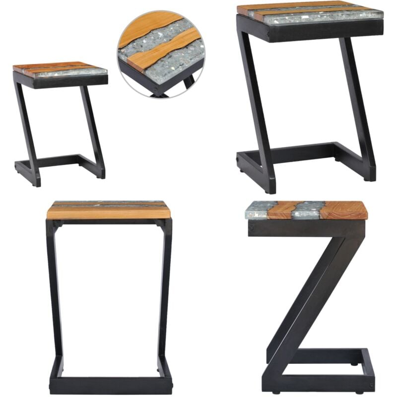 Vidaxl - Table basse 30x30x50 cm Bois de teck massif et polyrésine - Table Basse - Meubles De Salon - Table D'appoint - Table En Teck - Mobilier
