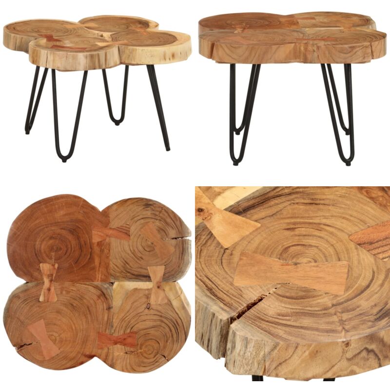 Vidaxl - Table basse 36 cm 4 troncs bois d'acacia massif - Table Basse - Table D'appoint - Table Industrielle - Table Rustique - Acacia Massif - Home