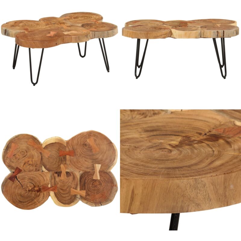 Vidaxl - Table basse 36 cm 6 troncs bois d'acacia massif - Table Basse - Table D'appoint - Table Industrielle - Table Rustique - Acacia Massif - Home