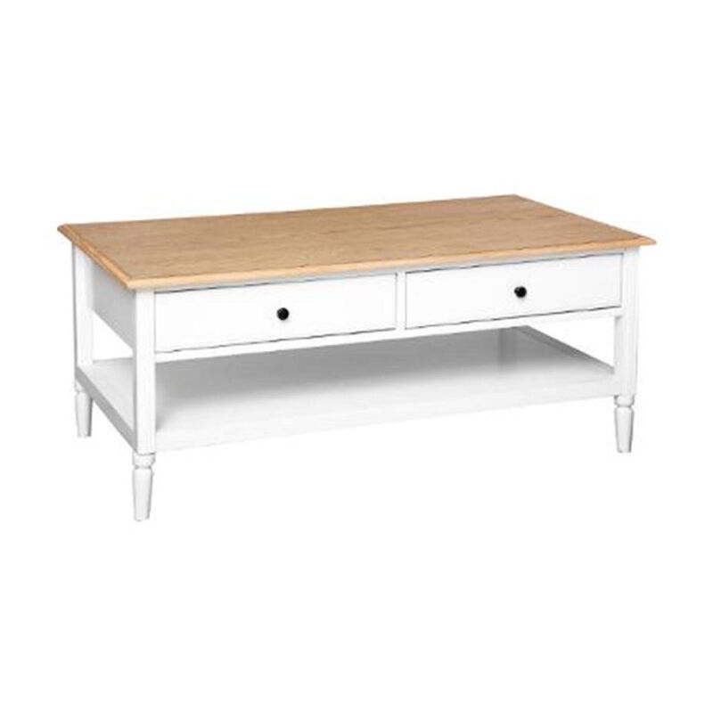 Table Basse 4 Tiroirs Design "Solen" 110cm Blanc