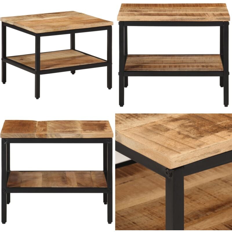 Vidaxl - Table basse 45x45x35 cm bois de manguier massif brut - Table Basse - Table D'appoint - Mobilier Salon - Bois De Manguier - Design Industriel
