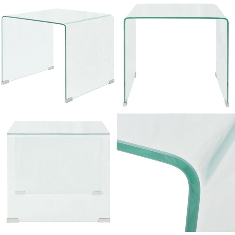 Vidaxl - Table basse 49,5 x 50 x 45 cm Verre trempé Transparent - Table Basse Transparente - Table D'appoint Moderne - Meuble Salle Séjour - Table