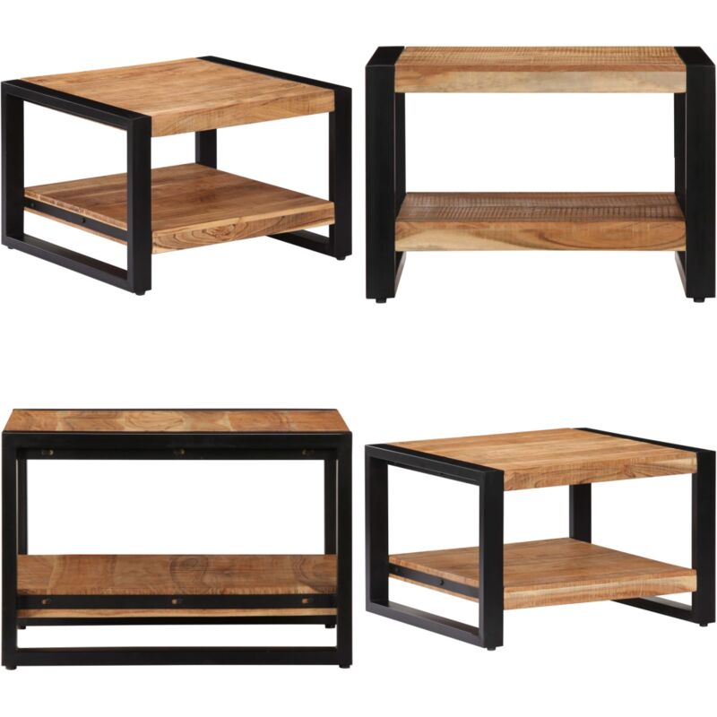 Table basse 60x60x40 cm Bois d'acacia massif - Table Basse Design Industriel - Table Basse Acacia - Table Basse Vintage - Meubles Rustiques - Table