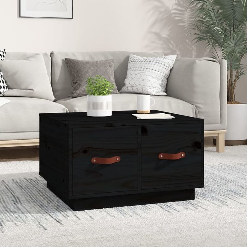Vidaxl - Table basse Noir 60x53x35 cm Bois massif de pin