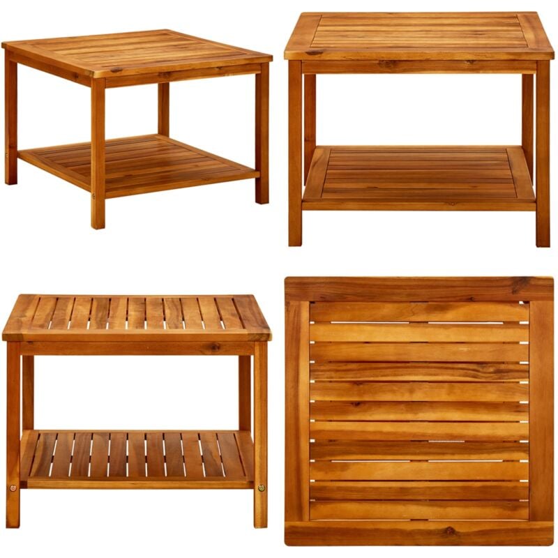 Table basse 60x60x45 cm Bois d'acacia solide - Table Basse - Table D'appoint - Acacia - Bois Massif - Mobilier Extérieur - Home & Living