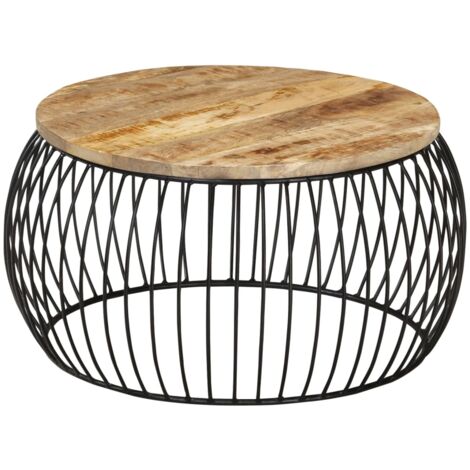 Table basse Ø68 cm Bois de manguier brut vidaXL - N/A