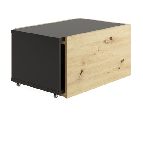 Table basse 74,5x49,5x38,5 cm naturel et noir